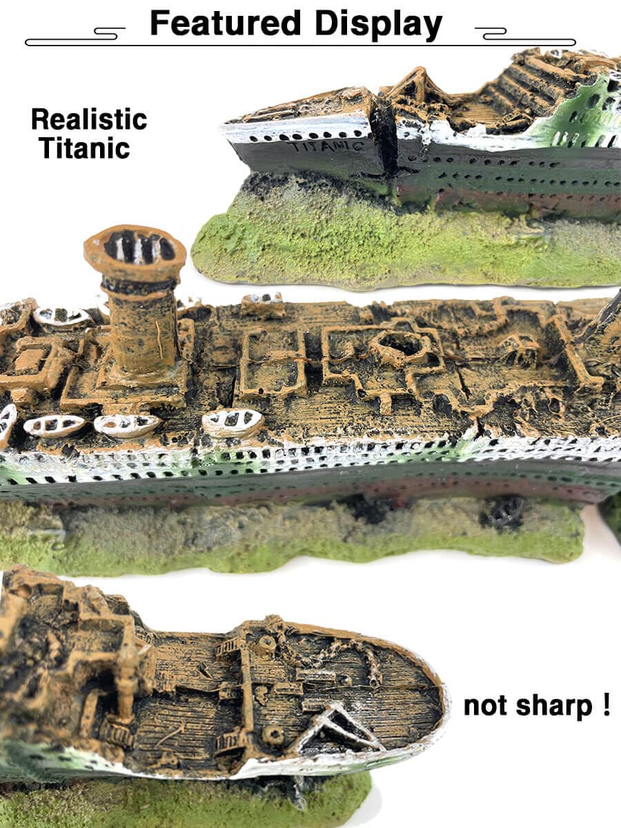 Titanic wrak akwarium dekoracja akwarium, dekoracja akwarium, długość 36,6 cm
