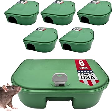 Exterminators Choice - 6 Pack Rat Bait Station Boxes with 1 Key - Heavy Duty Mouse Trap Holder - Great for Catching Rats and Mice - Pest Control - Durable and Discreet | Heavy Duty Mouse Trap Holder Great for Catching Rats and Mice Pest Control Durable and Discreet Design