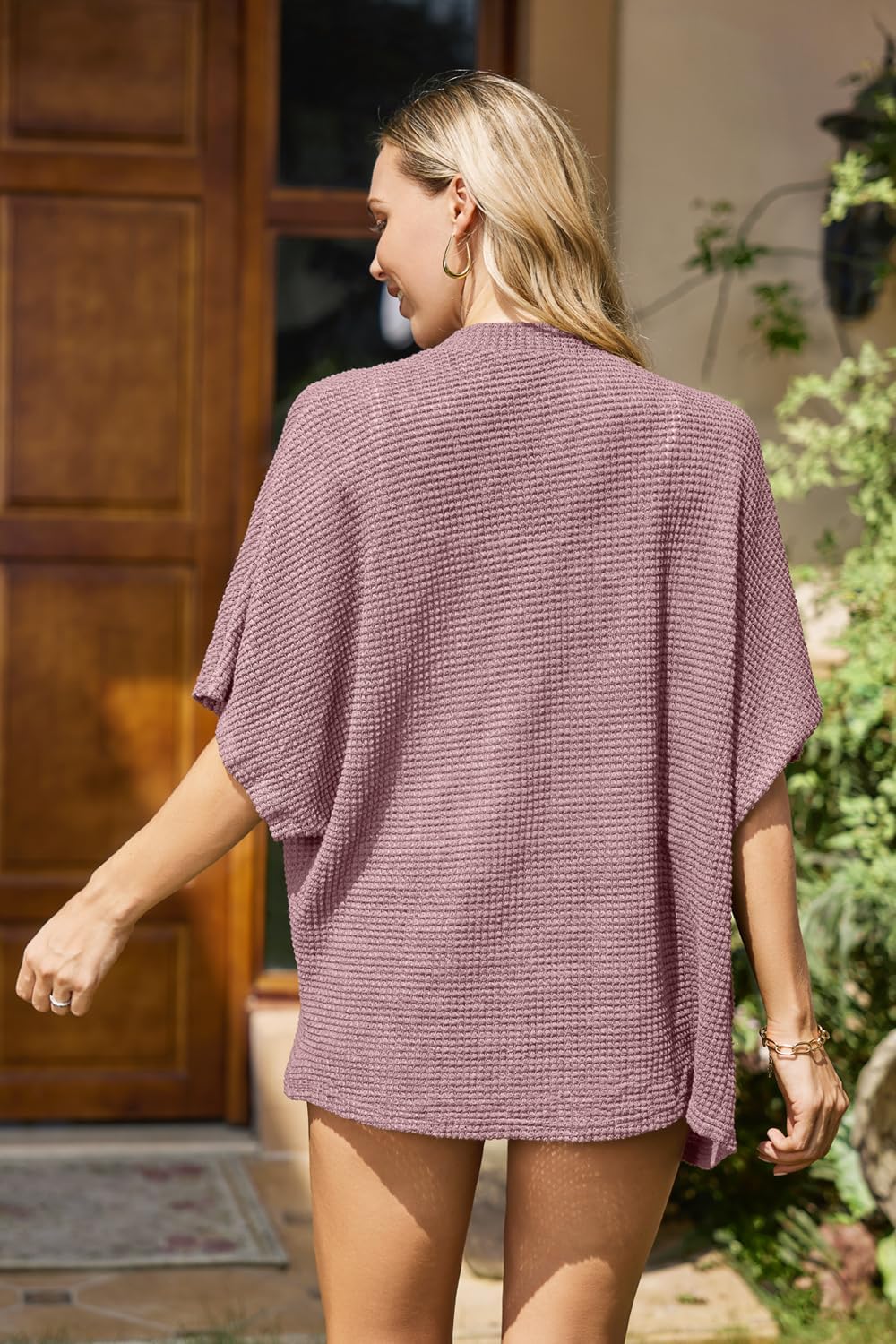 STYLEWORD Strickjacke Damen Leichte Kurzarm Sommer Cardigan Strand Cover Up Kimono Casual Strickmantel