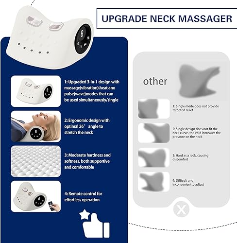 Miniatura 4 de Masajeador de cuello, masajeador cervical 3 en 1, alivio térmico + 9 modos, portátil para el hogar, oficina, viajes (uso diario de masaje de cuello)