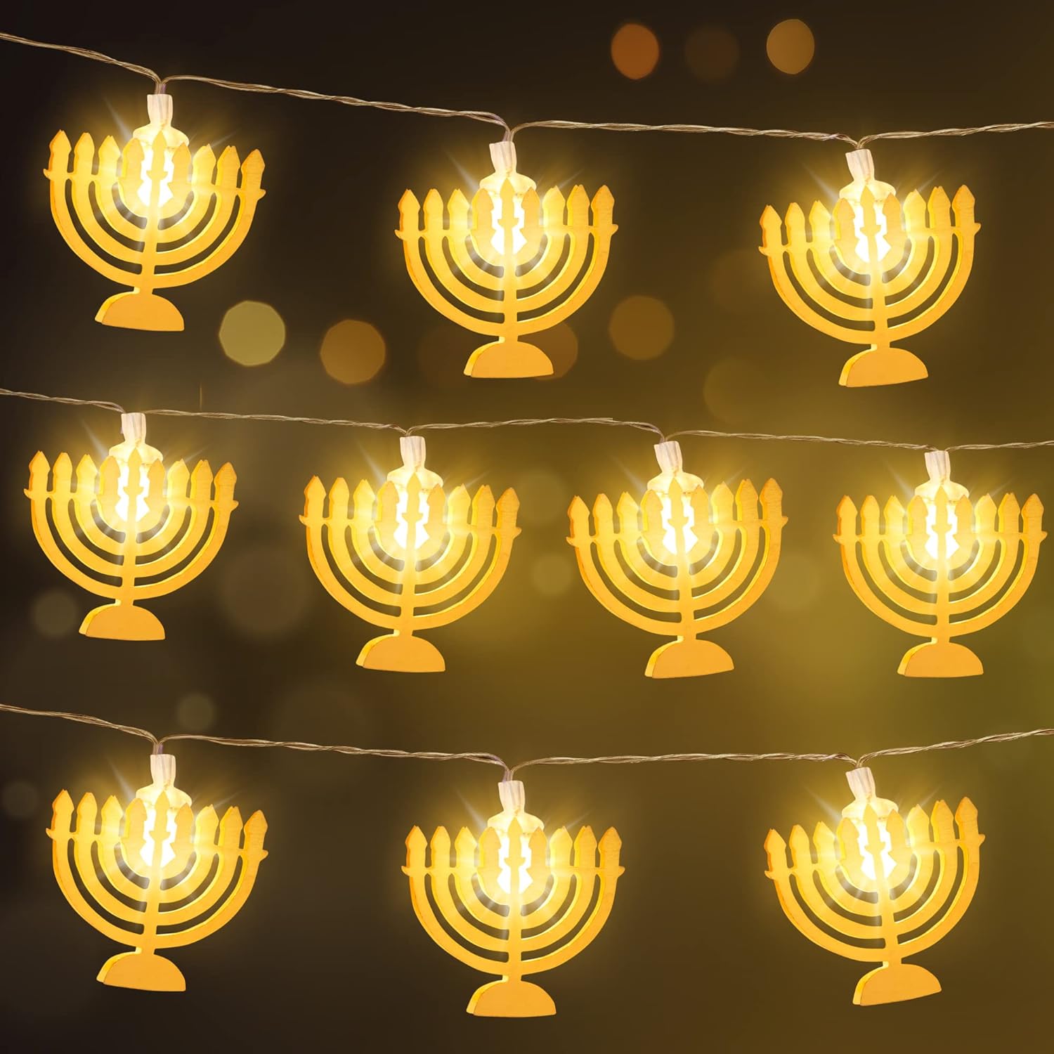 Chanukah Menorah String Lights, 5 Feet 10 LED Hanukkah Decorative Light