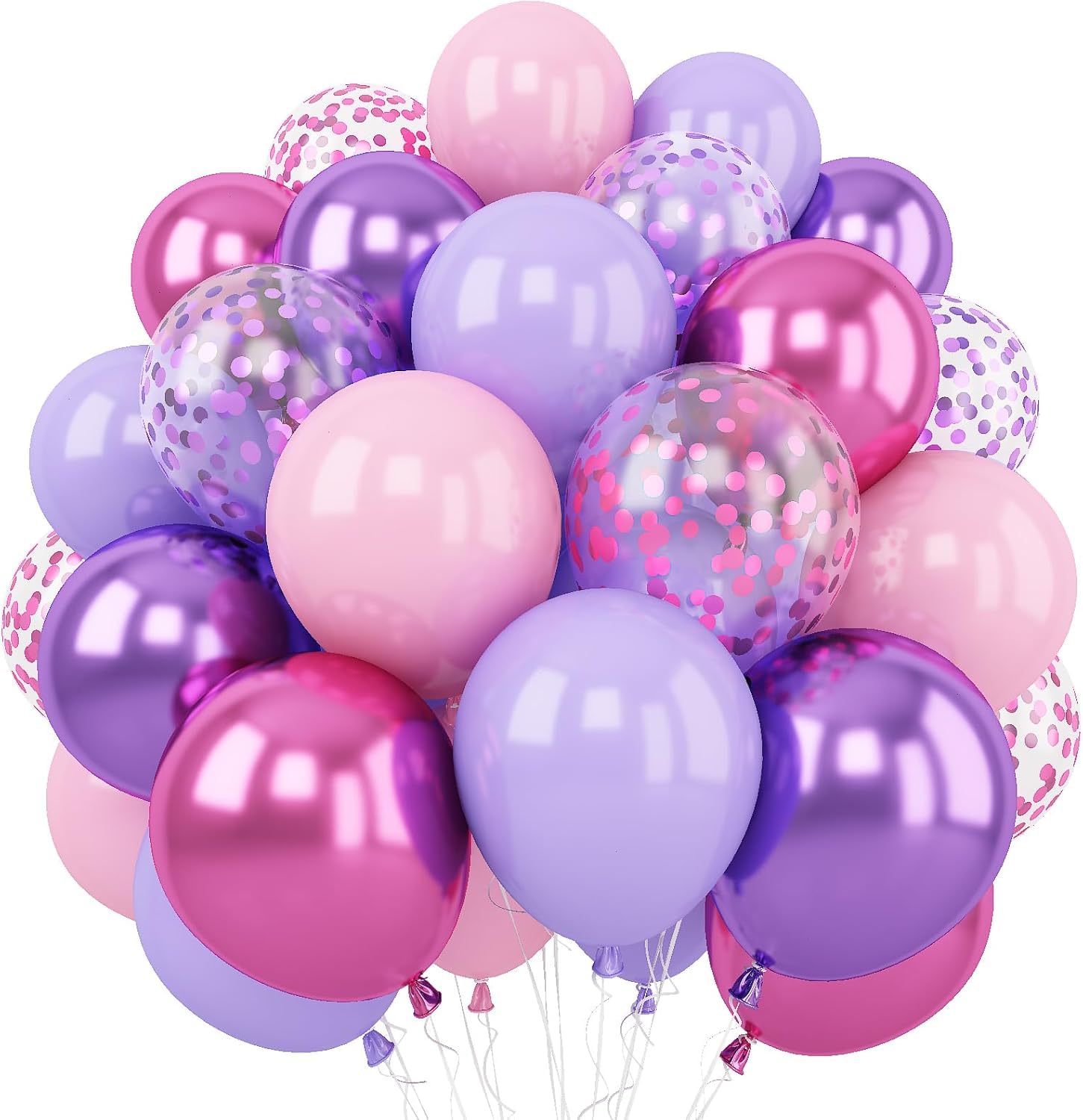 Pink and Purple Balloons CUTEDECOR 60 Pieces 12 Inch Pastel Latex Balloons Metallic Confetti Balloon Set for Women Girls Birthday Wedding Engagement Mother's Day Gender Reveal Party Decorations