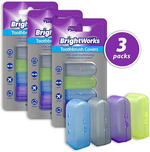 Miniatura 5 de BrightWorks Protectores de cepillo de dientes para viajes, bolso, mochila y hogar. 4 unidades (paquete de 3) 12 fundas en total