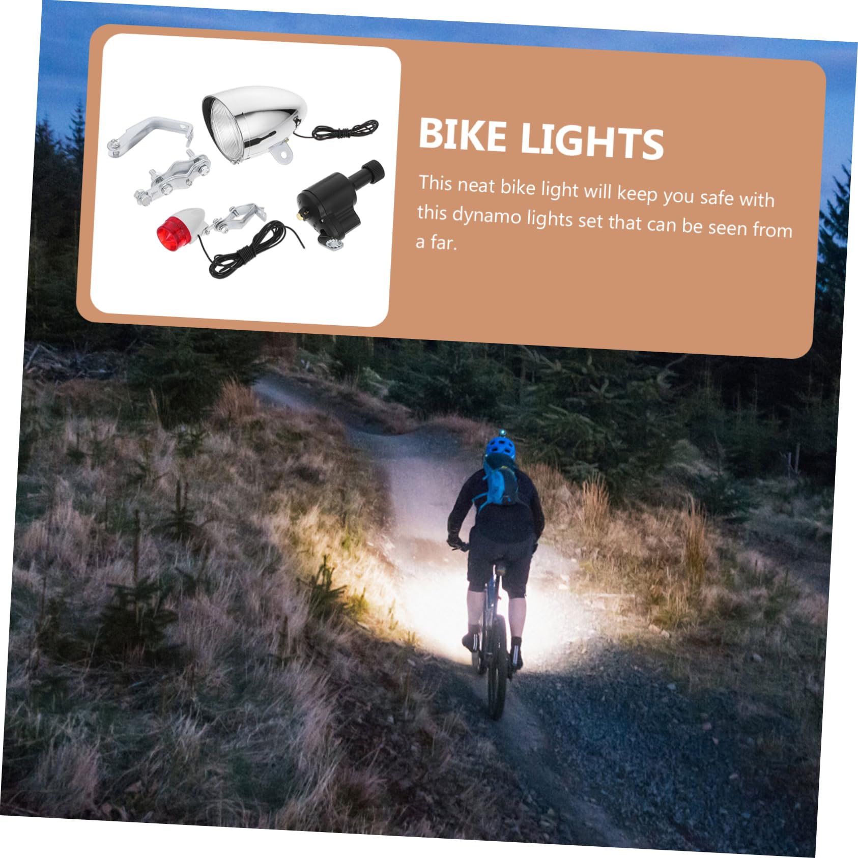 ibasenice Kit Éclairage sans Piles avec Lampe Puissante et Feu Arrière Sécurisé Accessoires avec Moteur à Friction et Support Compatible VTT Vélos