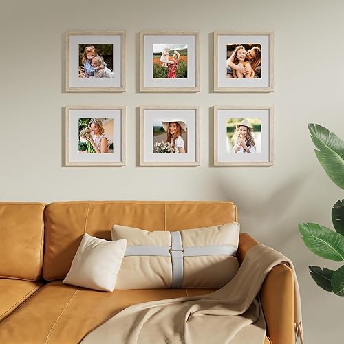 Miniatura 6 de Vittanly Marcos de fotos de 12 x 12 pulgadas para pared, para exhibir fotos de 8 x 8 pulgadas con paspartú o de 12 x 12 pulgadas sin paspartú,