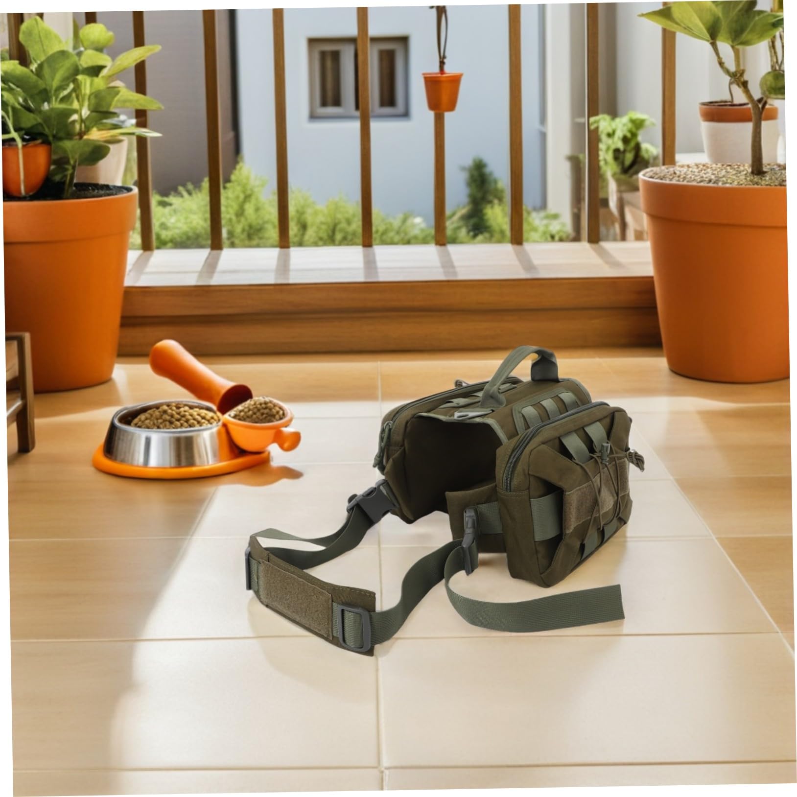 Porte-Charge pour Chien Large avec Poches Latérales Harnais Réglable pour Randonnée Sacoche de Selle Ergonomique pour Chiens de Fermeture Rapide Équipement de Voyage Mains Dégagées