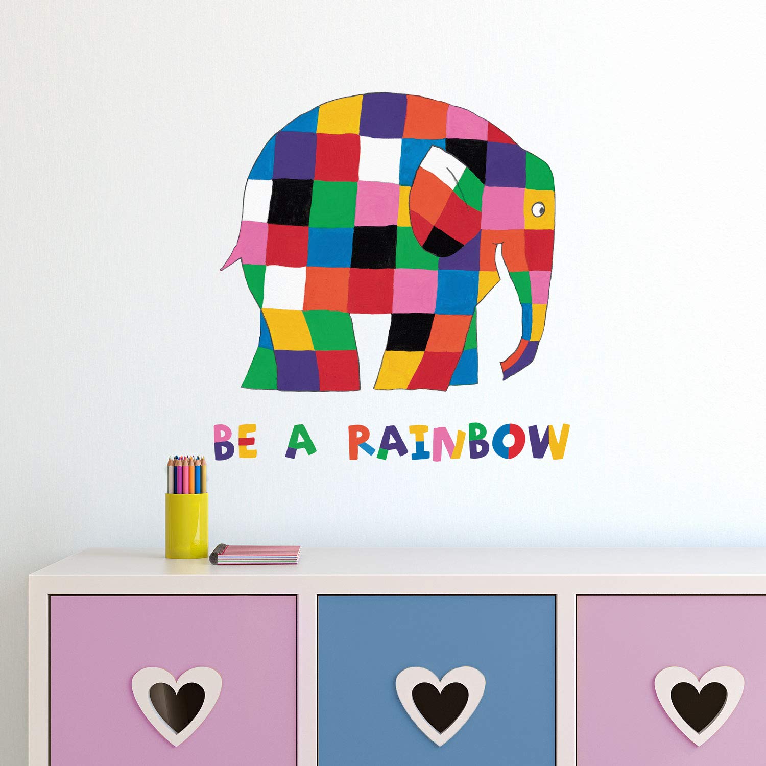 Stickerscape Regular Elmer Be A Rainbow Wall Sticker | Perfect For A Childs Bedroom, Playroom Or Nursery | Easy To Apply | Official Elmer The Patchwork Elephant Collection (Regular)