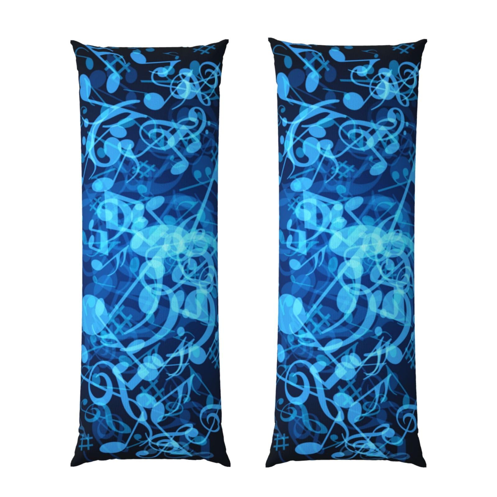 Taie d'oreiller imprimée notes de musique bleue pour grand coussin