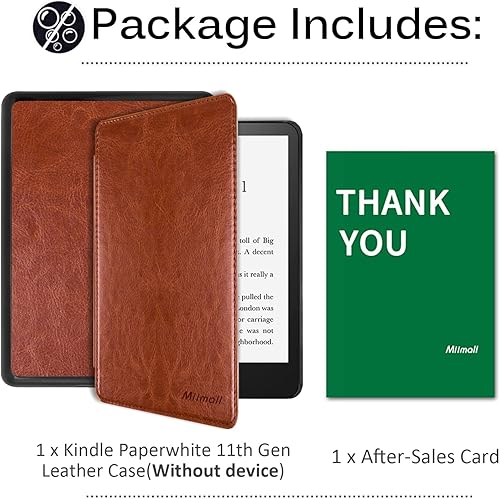 Miniatura 6 de Miimall Funda de piel compatible con Kindle Paperwhite de 11 generación 2021 con correa de mano, fundas de cuero para Kindle Paperwhite 11