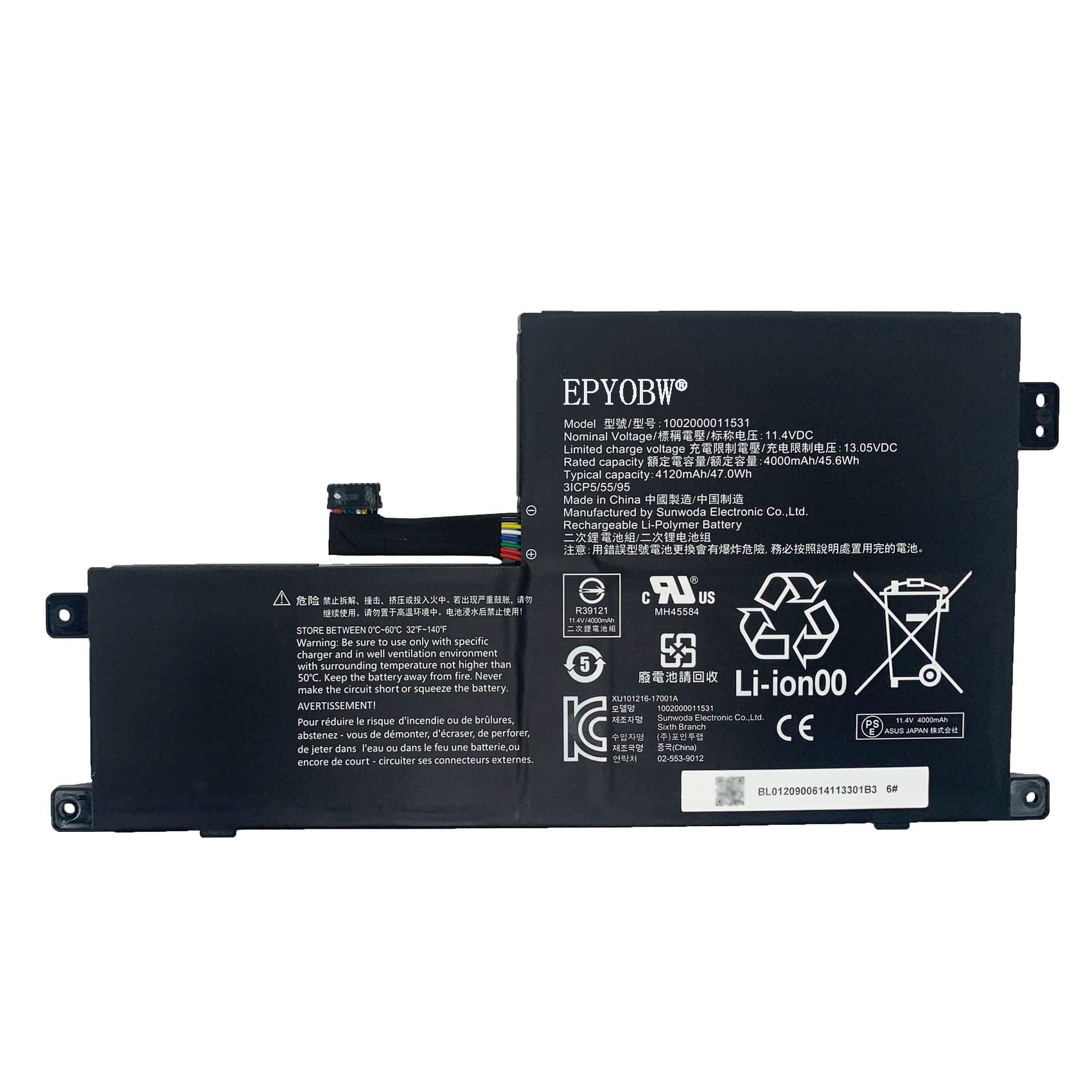 Amazon.com: EPYOBW 1002000011531 Laptop Battery 47Wh 4120mAh 11.4V