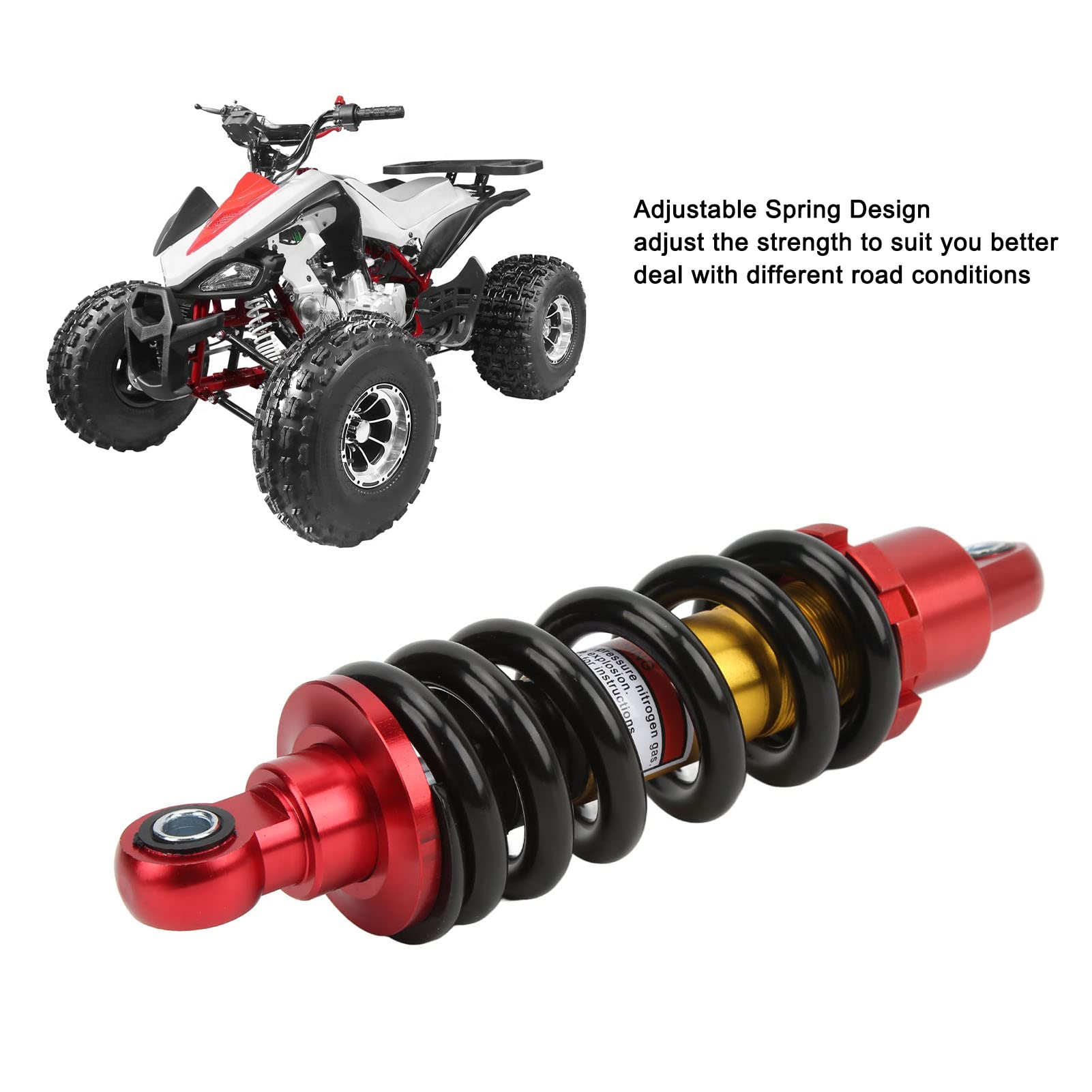 Fockety Motorradstoßdämpfer, 250mm Universal einstellbare Dämpfung Stoßdämpfer Federbeine Hinterradaufhängung Dämpfer, Stoßdämpfer Federbeine Hinterradaufhängung Dämpferfeder für ATV Go