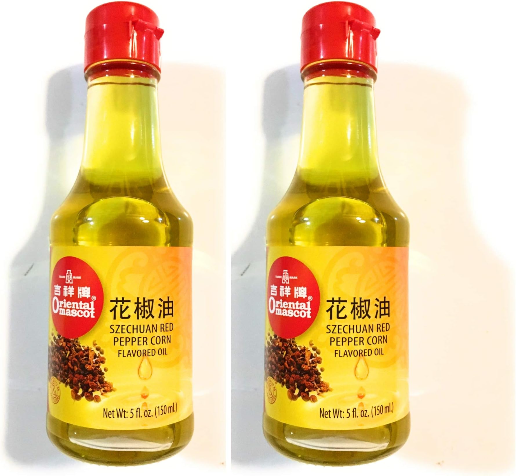 Oriental Mascot Szechuan Red Pepper Corn Flavored Oil 5 Fl Oz(2 Pack)花椒油