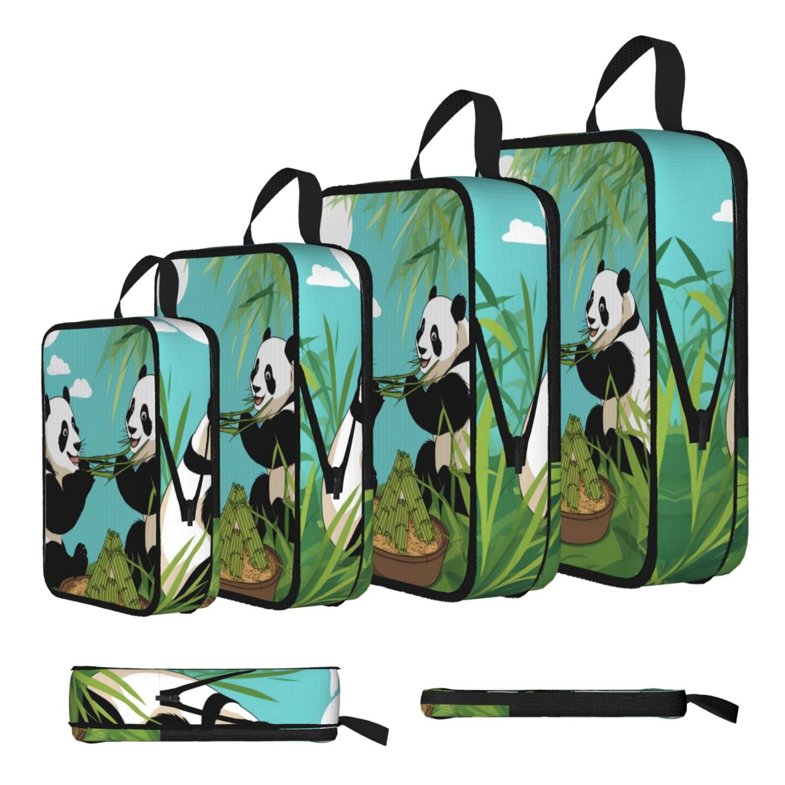 Two cute big pandas Compression Packing Cubes 4 Piece Set