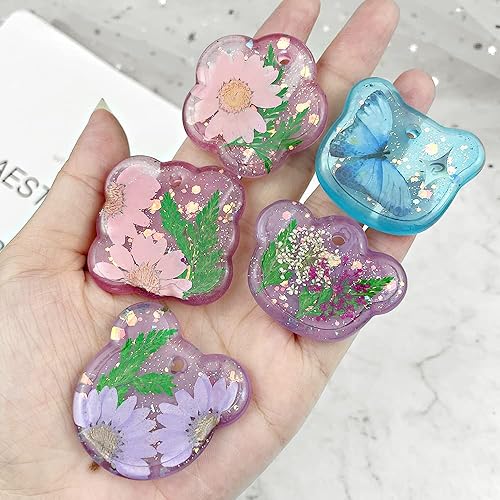 Miniatura 7 de RESINWORLD 16 moldes de silicona con colgante geométrico con agujero para colgar, molde de resina UV para joyería, moldes de llavero para collar