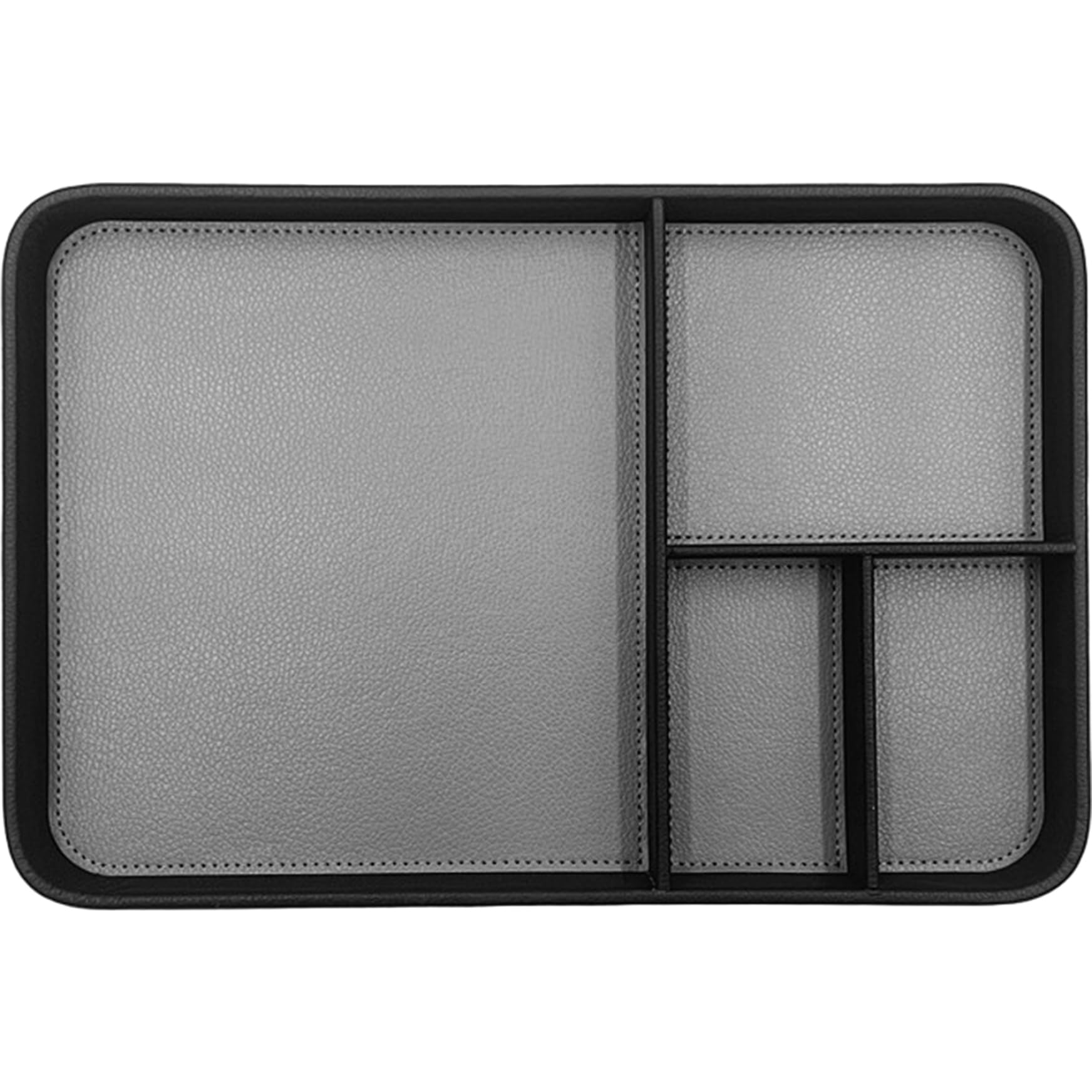 12x8in PU Leather Desk Drawer Organizer, Stackable Valet Tray with Compartment for Pen Key Wallet Sunglass Watch Phone, Leather Desk Accessories