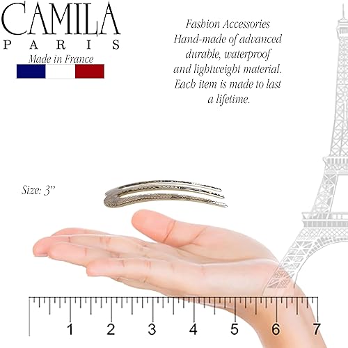 Miniatura 9 de Camila Paris CP3167 - Pinzas de clip para palillo francés, color mostaza, ondulado, 3 puntas, tenedor de pelo para niñas, soporte para moño,