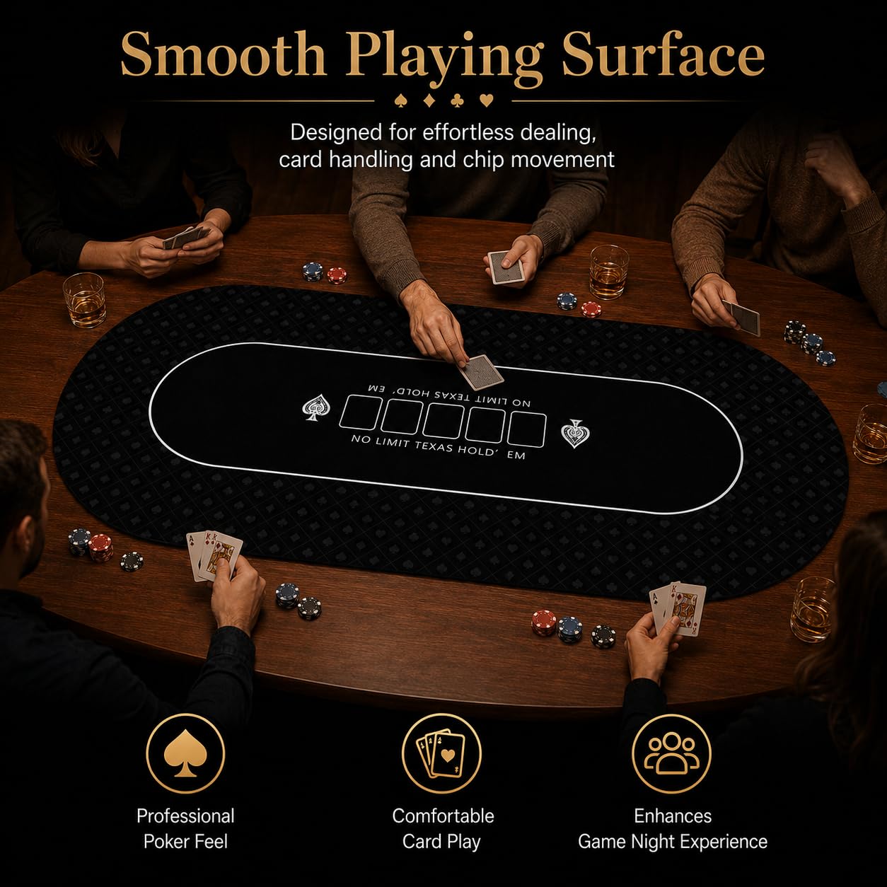 Tappetino da poker 180 × 90 cm, 10 giocatori Texas Hold'em Poker in gomma topper per tavoli, pieghevole portatile tavolo da poker layout con borsa per il trasporto per giochi di poker, blackjack