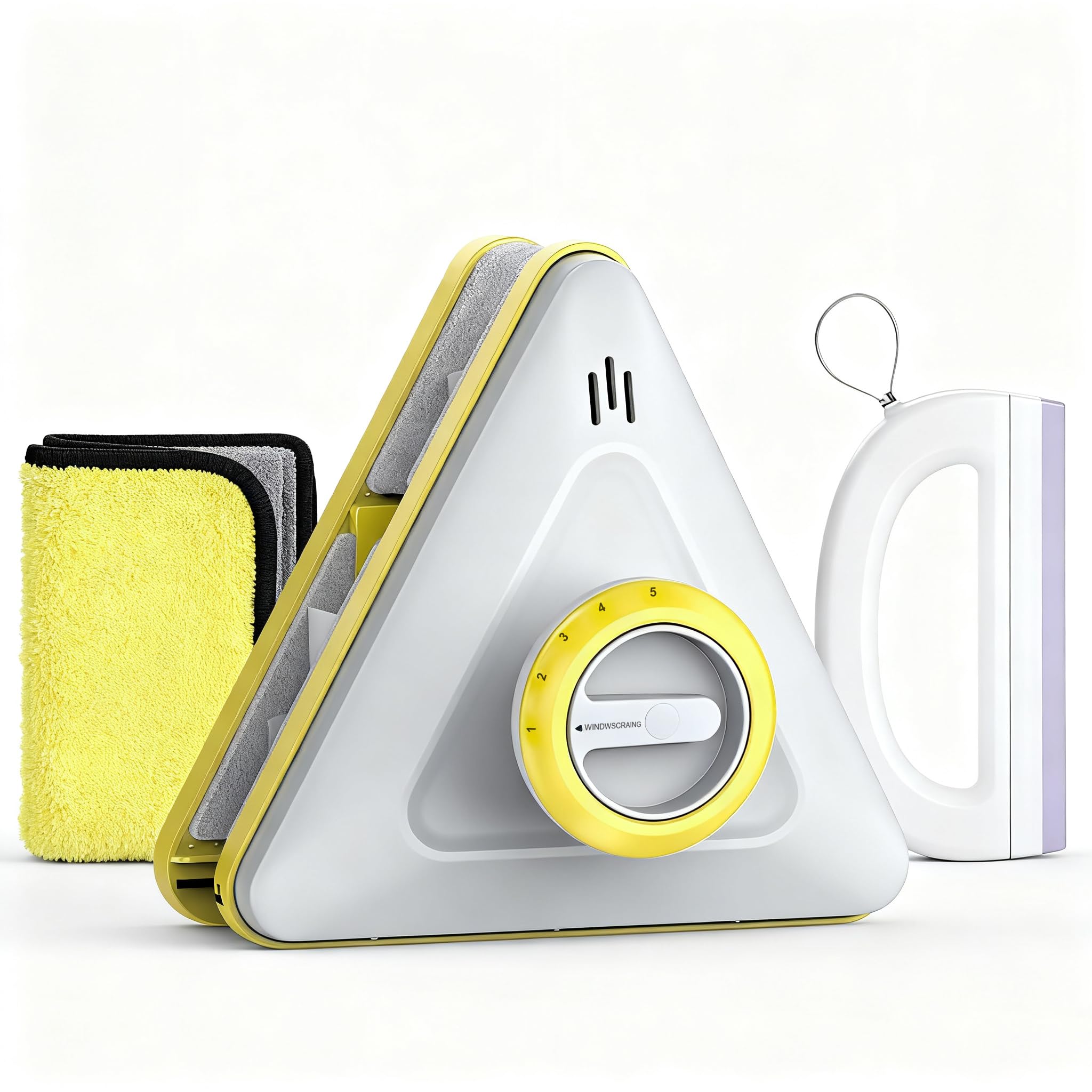 MEETMISS Double-Sided Magnetic Window Cleaner | Adjustable Glass Wiper & Brush Tool with Upgraded Squeegee & Microfiber Towel for High-Rise Double/