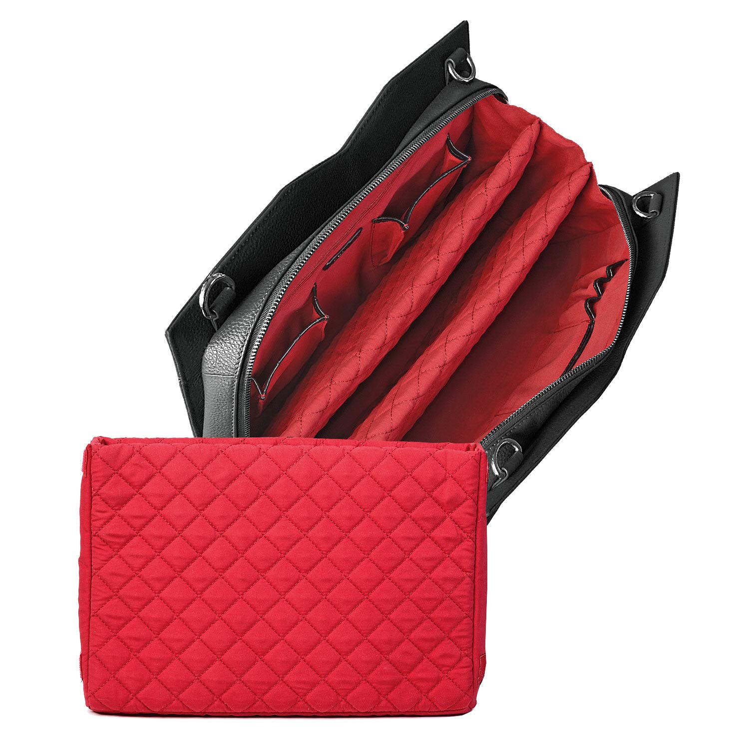 Socha Laptoptasche Damen/Schultertasche Frauen/Designertasche mit Tragegurt - Elegant - Leder - Diamond Edition - 14 Zoll Schwarz