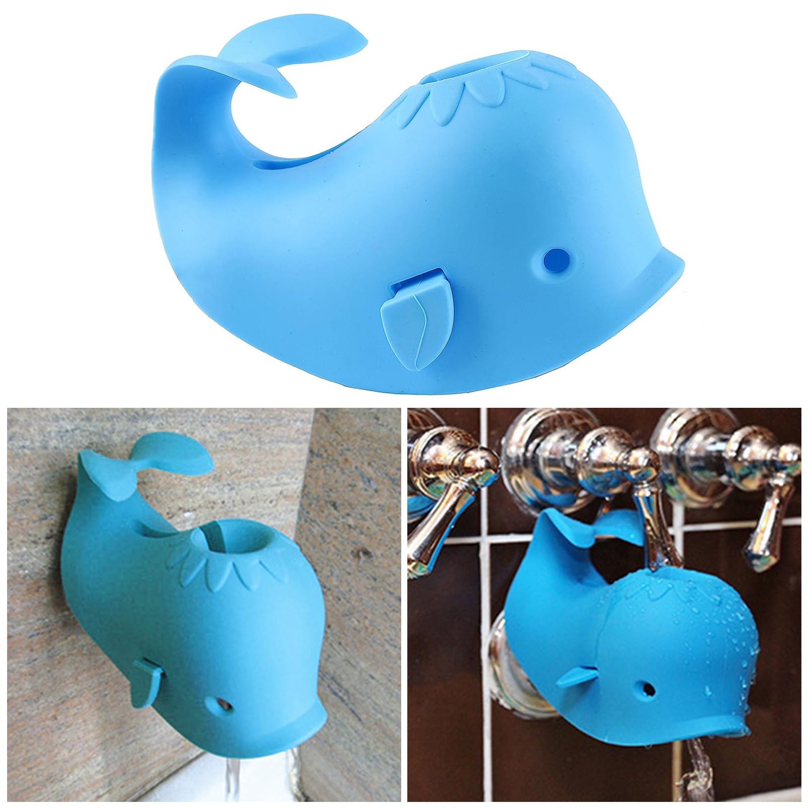 Couvercle de Robinet, Couvercle de Bec de Baignoire, Protecteur de Couvercle de Robinet de Baignoire, Couvercle de Bec de Baignoire pour bébé, Bain Universel en Silicone Baleine Jouets bébé e Bleu