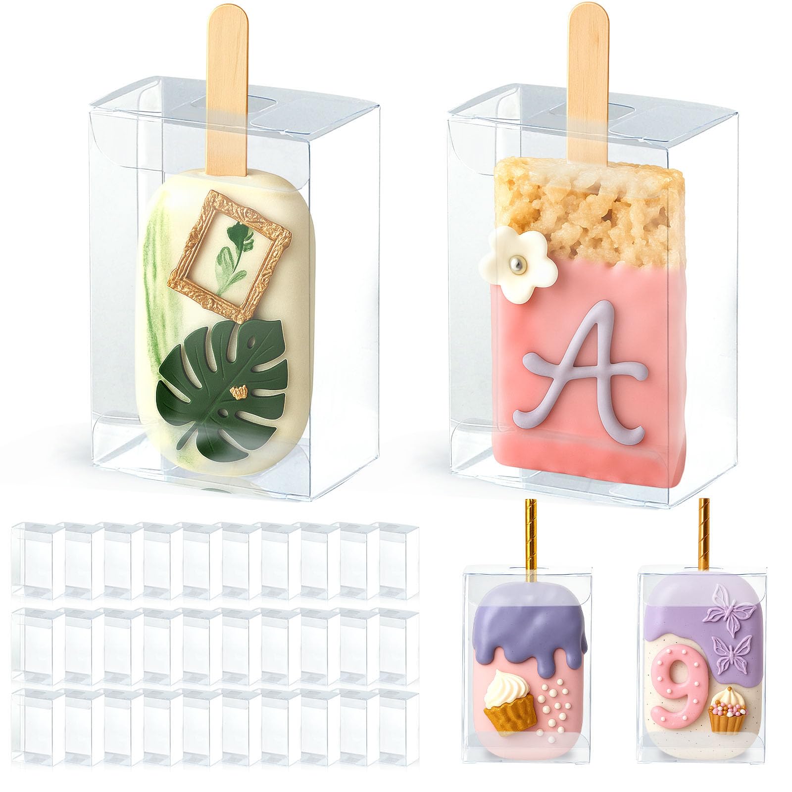 ROSPAKTEK 40Pcs 3.5"x 2.4"x 1.38"Clear Rice Krispie Treat - View #8