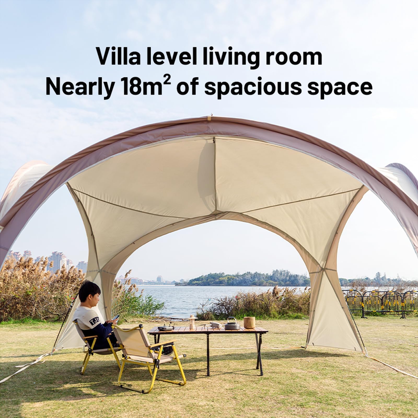 Tragbarer Pavillon mit Kuppel, 4,2 x 4,2 m, für 8-12 Personen, wasserdichtes Sonnenschutzzelt mit Stahlstangen, 4 Wänden, Outdoor-Event-Baldachin für Garten, Camping und Partys