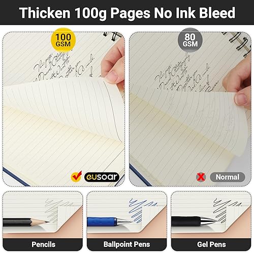 Miniatura 5 de EUSOAR Cuaderno de espiral con regla universitaria, paquete A5, 24 paquetes de 5.5 x 8.3 pulgadas, 120 páginas forradas para viajes, escritura,