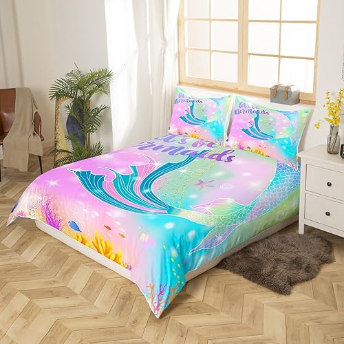 Miniatura 9 de Juego de ropa de cama de concha de perla, funda de edredón de medusa de estrella de mar para niñas, mujeres y niños, funda de edredón colorida de