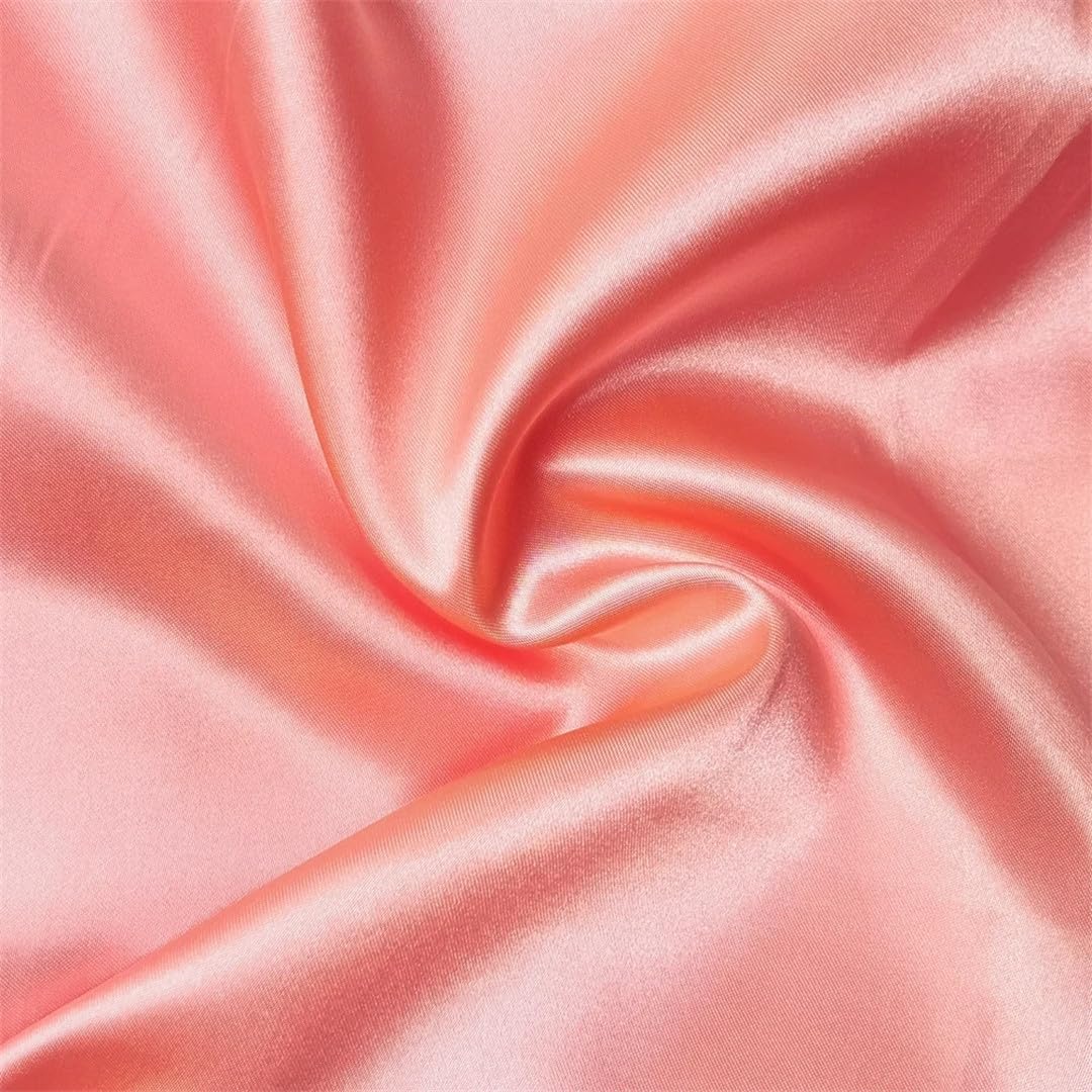 Seidiger Satin-Stoff, 1 m, 2 m, 5 m, für Schals, Bastelarbeiten, Rosa, Rot