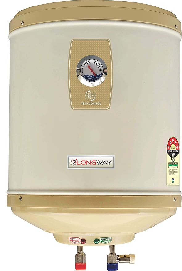 LONGWAY Stainless Steel 5 Star Water Geyser with Temperature Meter, Abs Body, HD ISI Element and Capsule Type ss Tank, 25 l (Ivory)