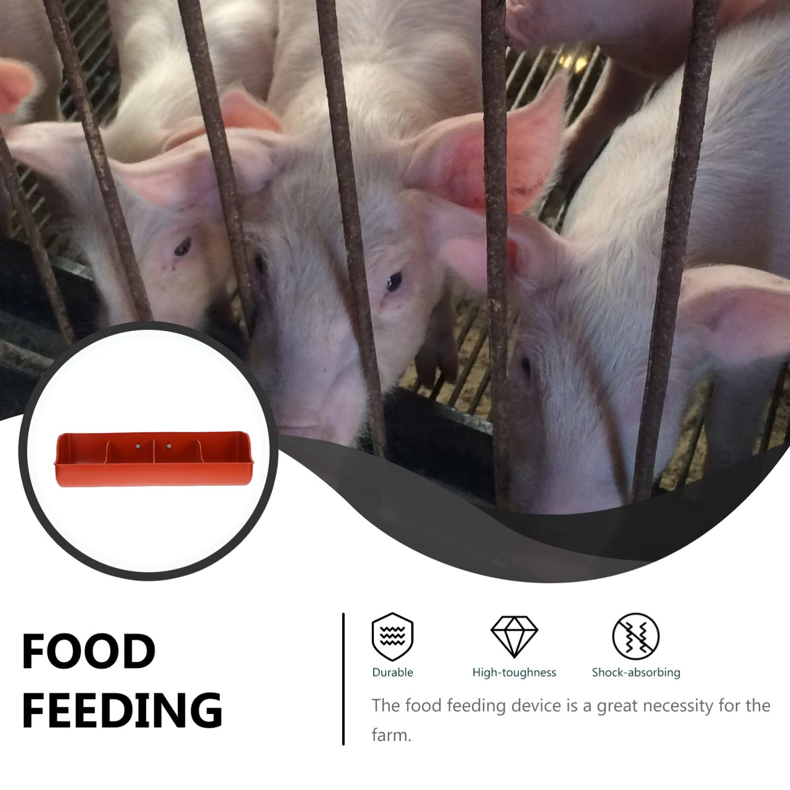 Cabilock 2PCS Pig Feeder Plastic Fence Feeder 4-Compartment Livestock Feeder Feed Trough Feeding Farm Pig Manger