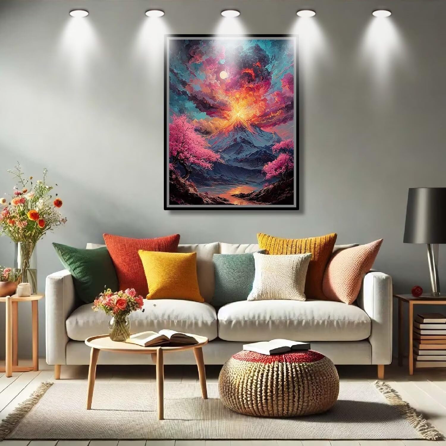 5D Peinture Diamant Adulte,Volcan,Paysage Diamond Painting grand (120x160cm),DIY Kits de Painting Diamant Artisanat Strass Dessin pour Débutants,Diamant Mosaïque Painting pour Maison Decor 59N-8460