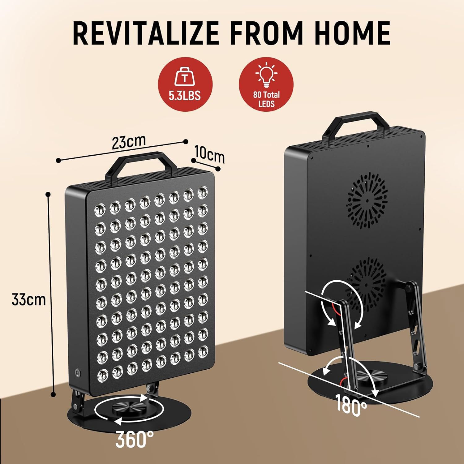 Rotlichttherapie Panel Lampe, 80 LEDs Red Light,660nm & 850nm Therapielampe Infrarotlampe geeignet leistungsstarkes Rotlichtgerät für Familie, Sport und als Geschenk