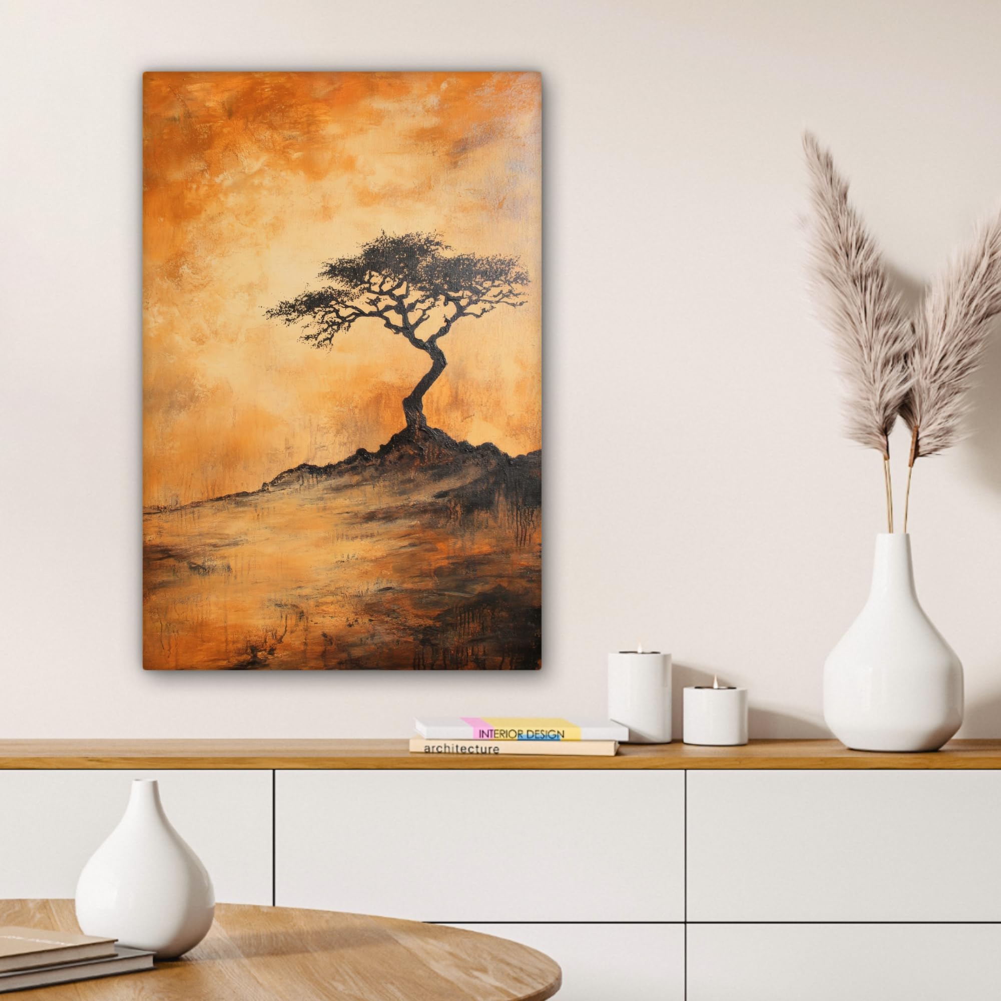 Hyidecorart Leinwand-Wandbild 50x100 Cm – Abstrakte Baumlandschaft, Fertig Gerahmt In Holz