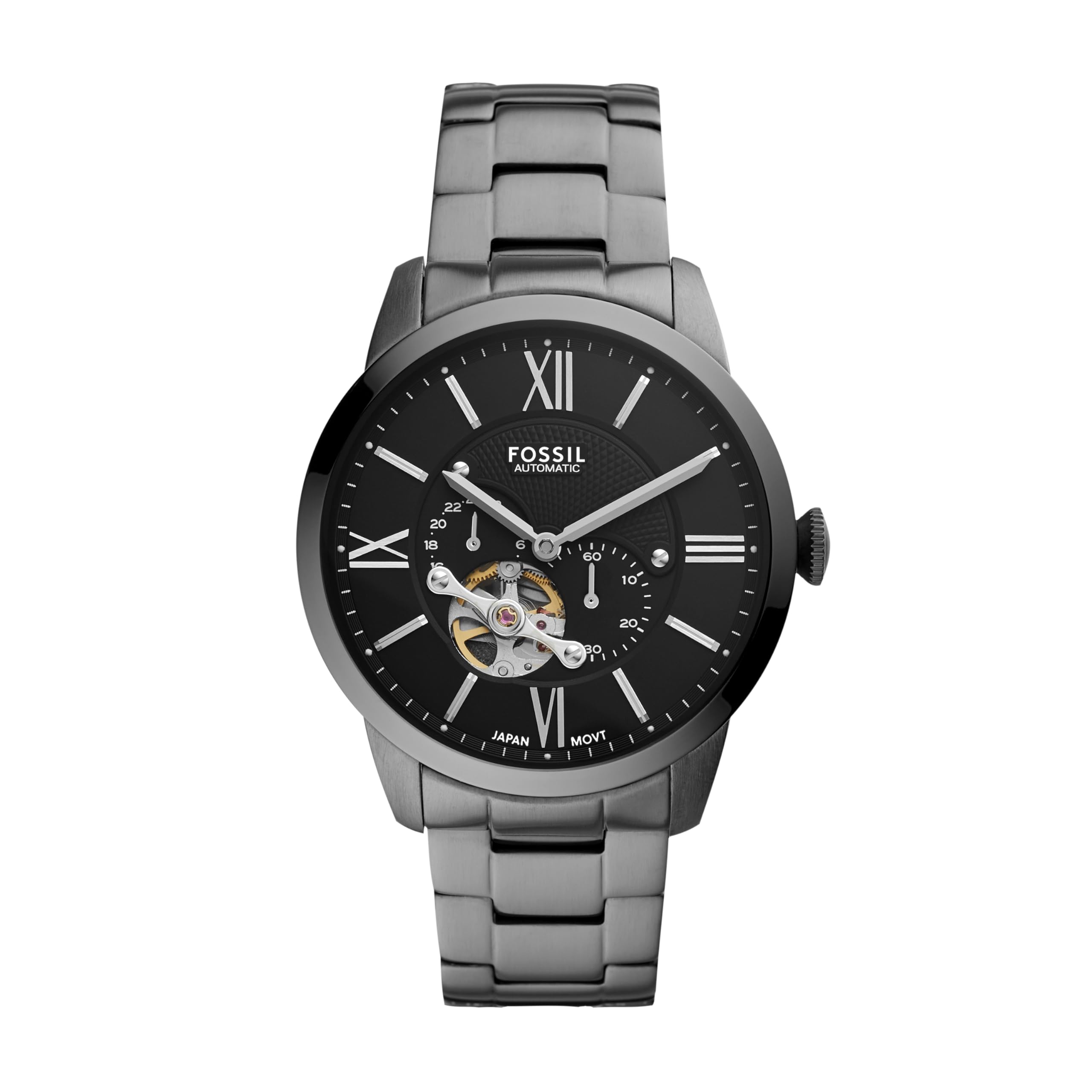 Fossil Men's Townsman Automatic Stainless Steel and Leather Two-Hand Skeleton Watch