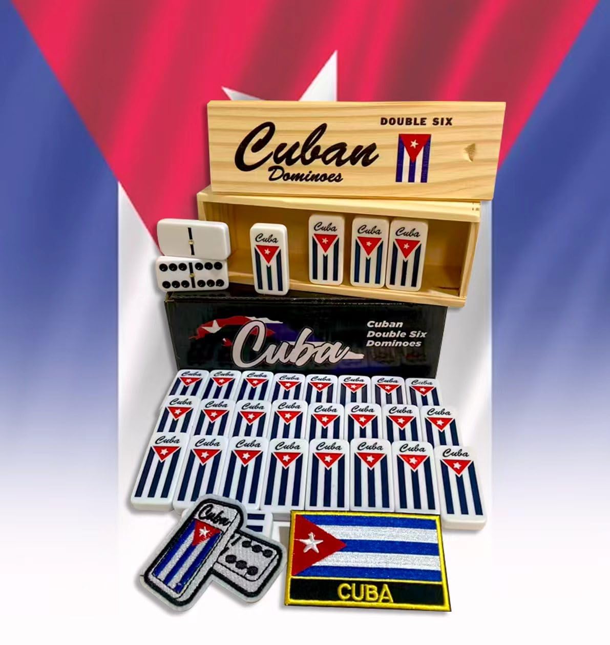 Dominó Doble Seis Estilo Cubano - 28 Azulejos Blancos Clásicos con Pips