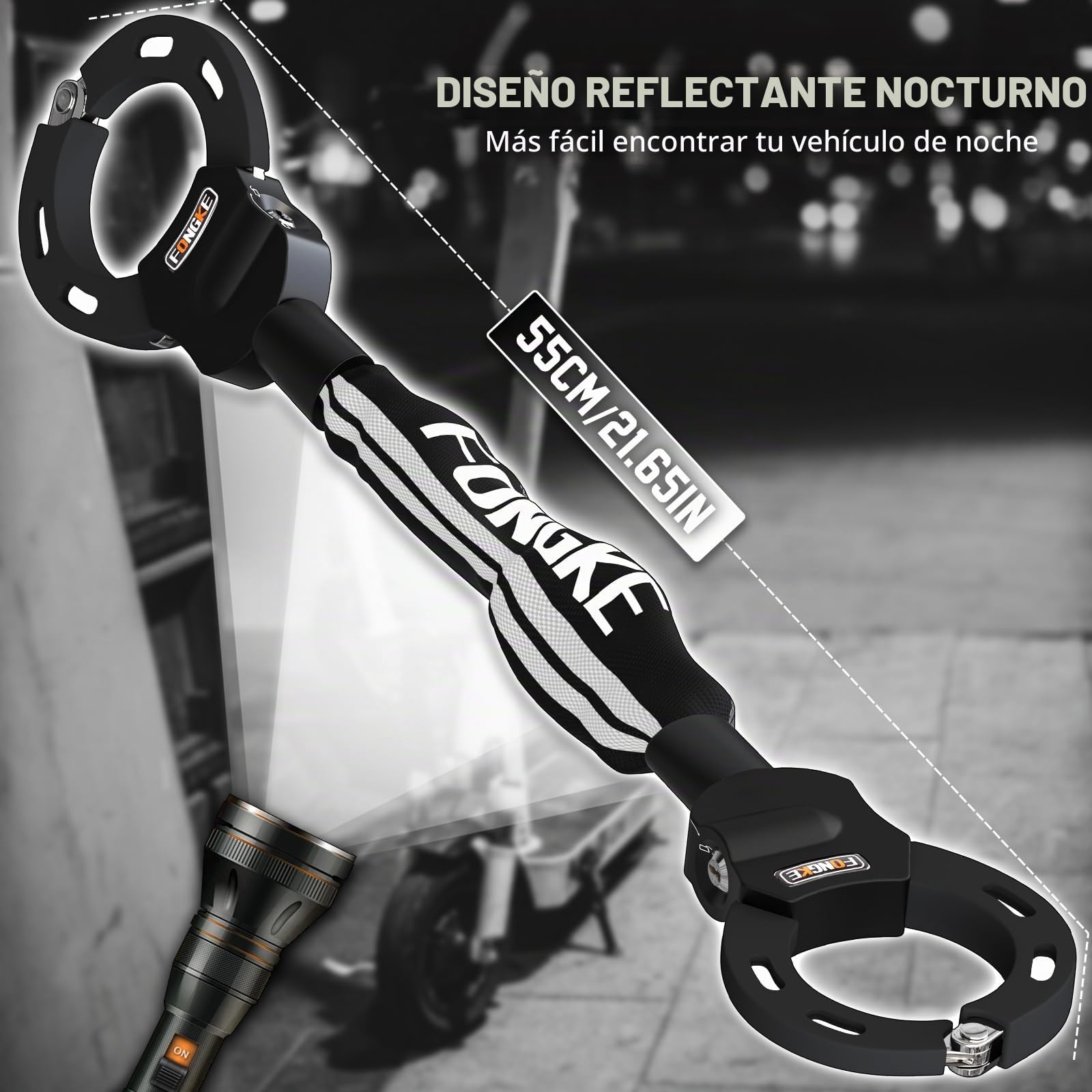 Candado Patinete Electrico, Candado Bicicleta Antirrobo con Bolsa, Cadena Moto de 8MM de Espesor, Alta Seguridad Candado de Cadena, Accesorios para Patinete Electrico y Bicicletas Eléctricas
