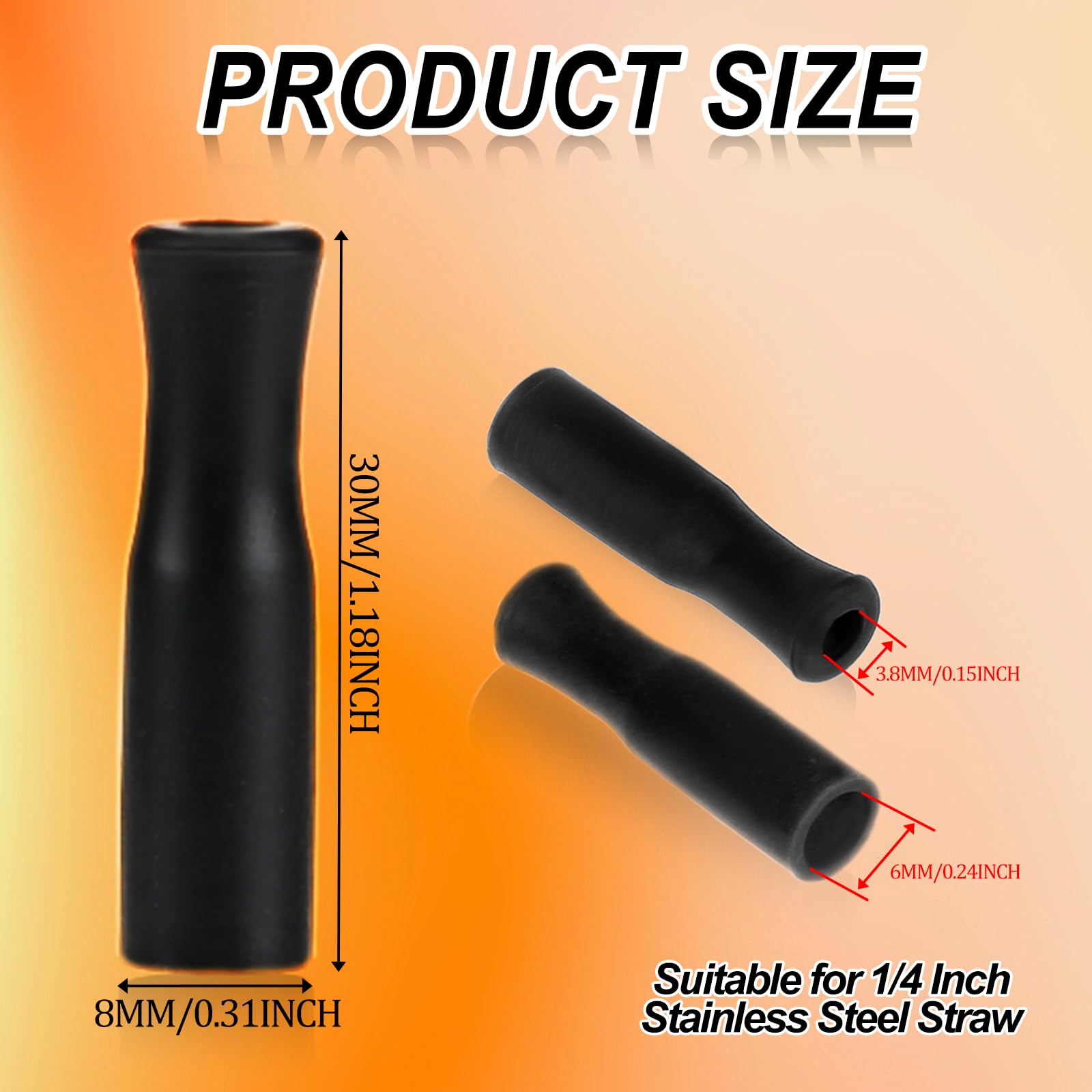 33Pcs Reusable Straws Tips, Silicone Straw Tips, Multi-color Food Grade Straws Tips Covers Only Fit For 1/4 Inch Wide(6MM Out Diameter) Stainless Steel Straws By Accmor