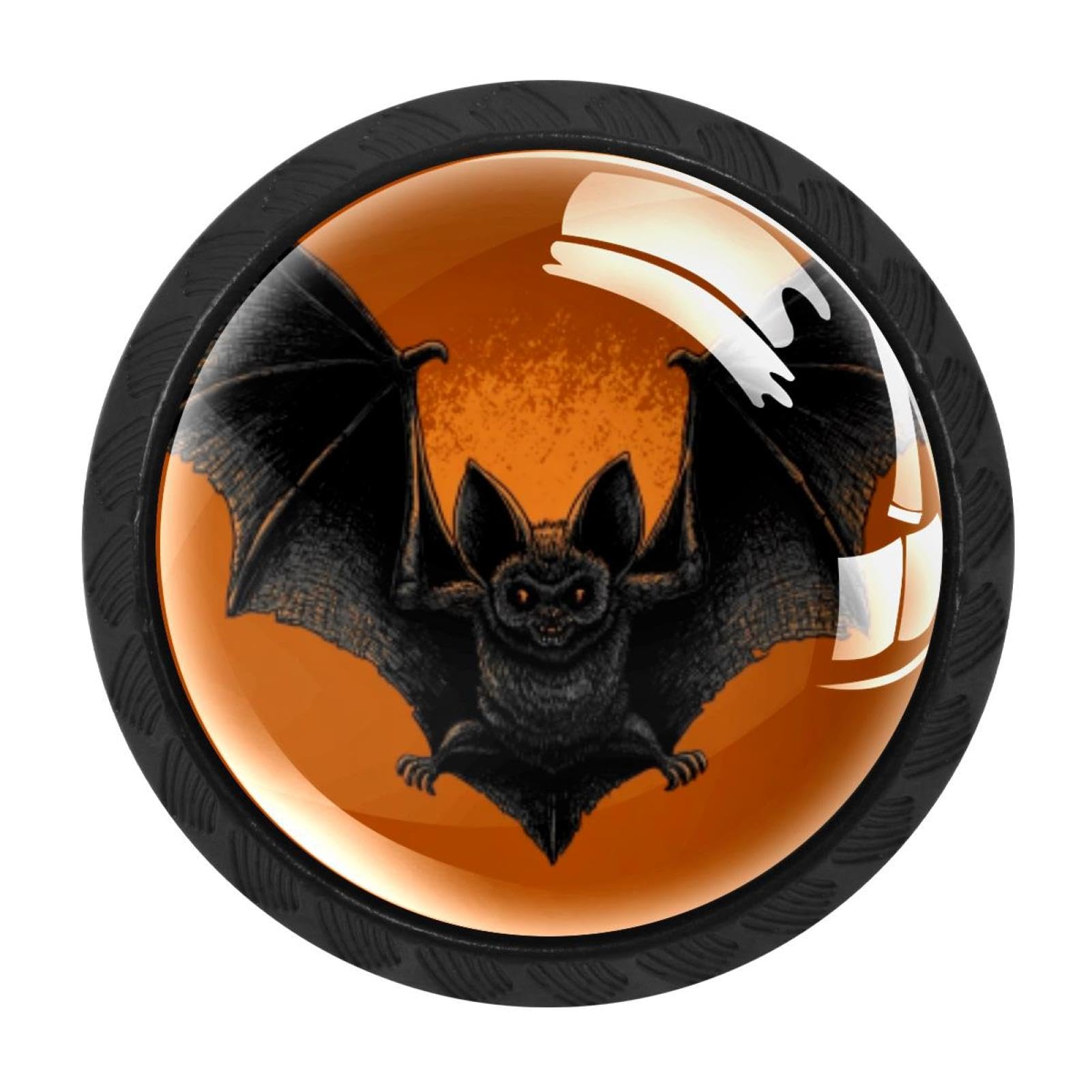 CHENZZZZ 4 Pack Halloween Bat (3) Drawer Knobs Cabinet Knobs Crystal Glass Knobs Pulls Handles for Kitchen Cabinet Hardware Cupboard Door Dresser Wardrobe Home Decor