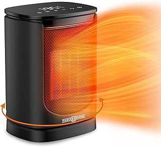 Space Heater, PARIS RHÔNE Space Heaters for Indoor Use, Small Ceramic Heater with Thermostat, 70°Oscillating Room Heater with Tip-over & Overheat Protection, 12H Timer, 24H Auto-Off for Office Bedroom