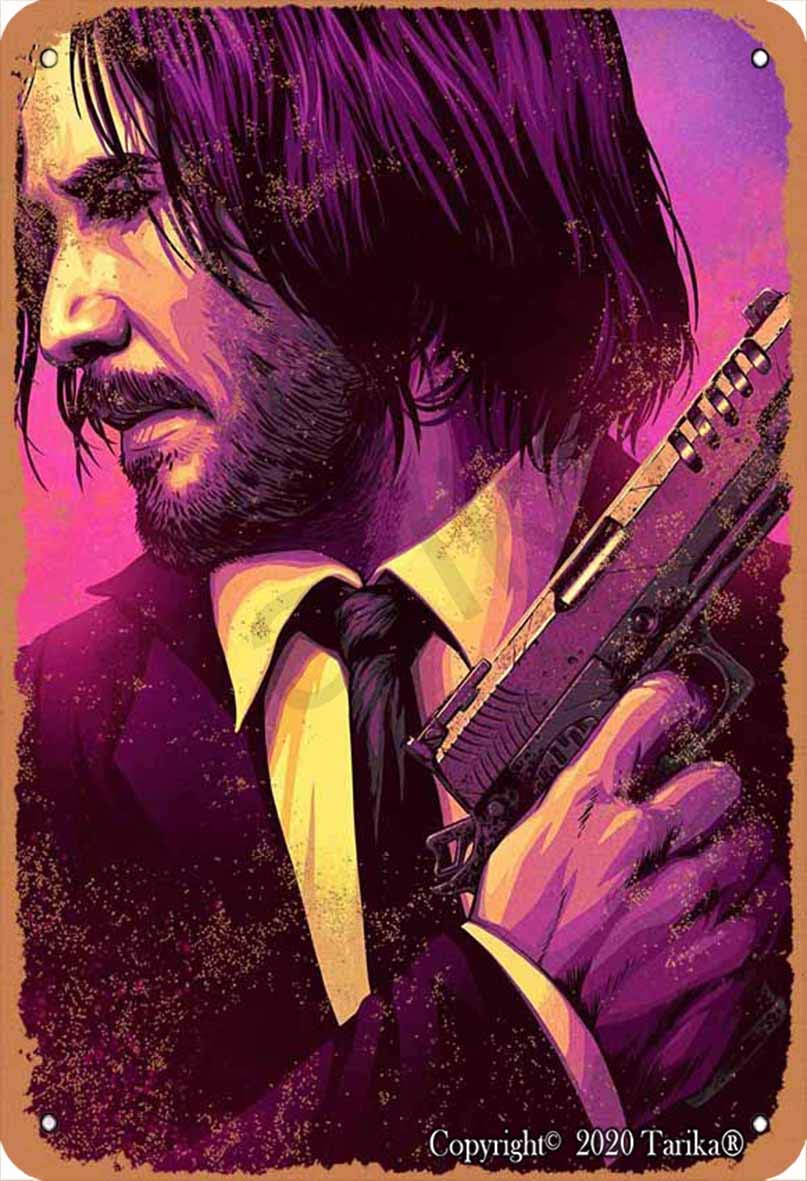 Tarika Purple John Wick Poster Retro Look Tin 20X30 Cm Decoration Art Sign For Home Kitchen Bathroom Farm Garden Garage Inspirational Quotes Wall Decor