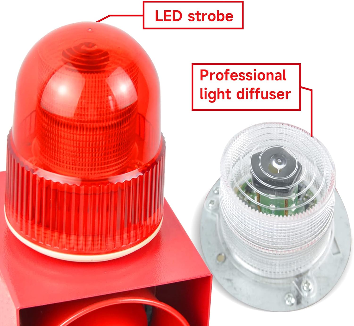 Industrial Outdoor Alarm Siren 120dB Horn IP66 Waterproof Security Siren with Strobe Light for Factory Port Dock Reservoir Shipyard AC220V