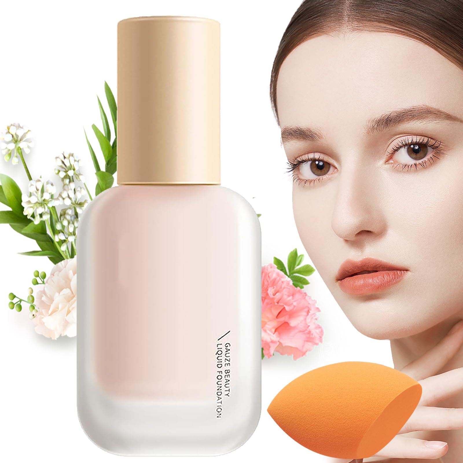 Foundation, Foundation Cream,Liquid Foundation, Makeup Foundation, Liquid Face Korean Foundation,Light Yarn Beauty Foundation (101#Ivory White)