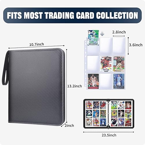 Miniatura 2 de Carpeta de tarjetas coleccionables, 900 bolsillos con cremallera, carpeta de colección de tarjetas de poliuretano con bolsillo de doble cara, álbum