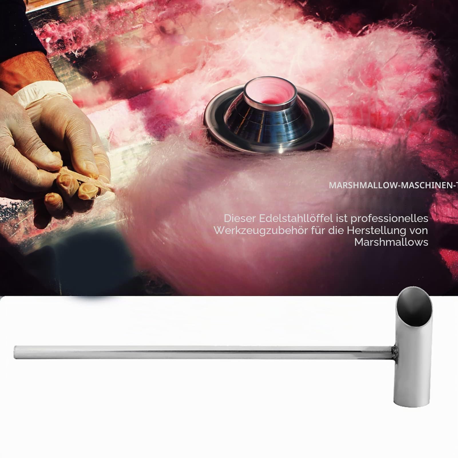 Zuckerwattelöffel, Edelstahl-Zuckerlöffel Zuckerwatte Messlöffel Zucker Löffel Mit Langem Griff Zuckerwatteschaufel für Zuckerwatte Marshmallow Maschine Ersatzteile