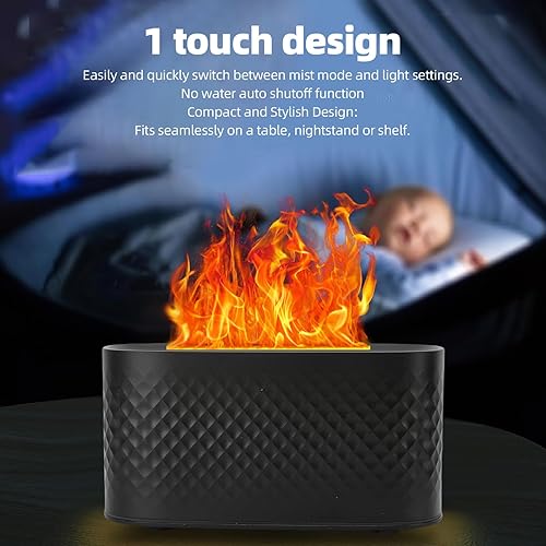 Miniatura 3 de Simulated Flame Diffuser,7 Colors Light Stylish Desktop USB Air Humidifier for Home Hotel Office Black 160ml