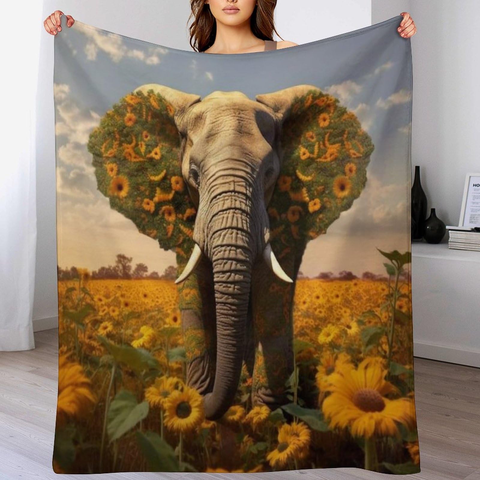 Couverture éléphant contre le froid en flanelle lavable en machine