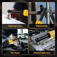 Cheie cu clichet fără perii, cu acumulator, 3/8", mâner de 16 cm, pentru DeWalt 18V 20V, LED, 300 rpm, 80 Nm, fără acumulator 8
