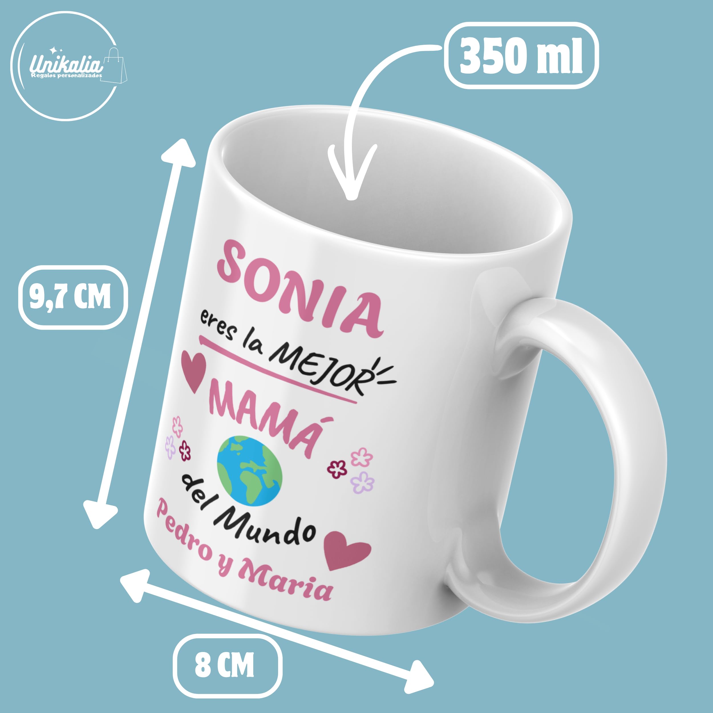 Taza Mama Con Frase y Nombre | 350ml - Calidad AAA+ | Regalos Día De La Madre, Taza Madre Divertida, Taza Personalizada Con Nombre, Regalos Para Madres, Taza Personalizada, Dia De La Madre (ROSA) — view 4