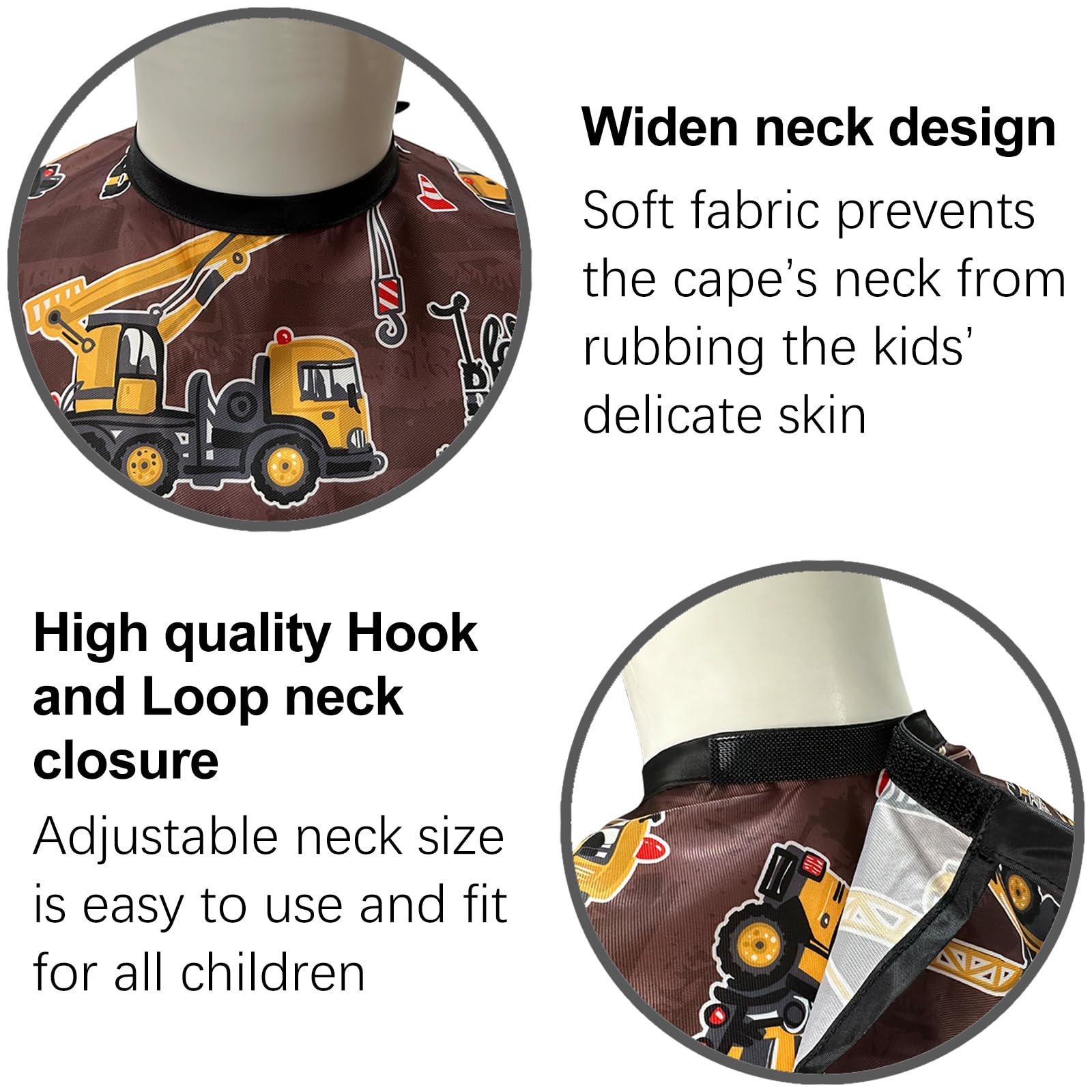 Capas de corte de cabello para niños, impermeables, capas de champú para niños y niñas, 39 x 51 pulgadas (vehículo de construcción) 2